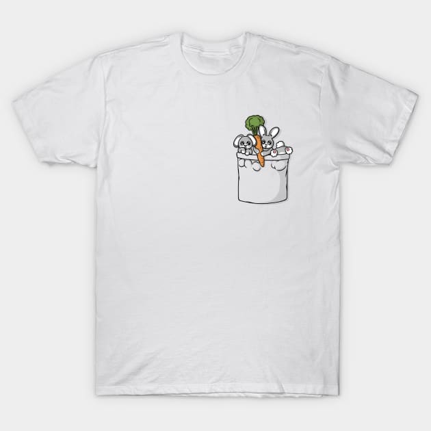 Cute Pocket Rabbits T-Shirt by Beka